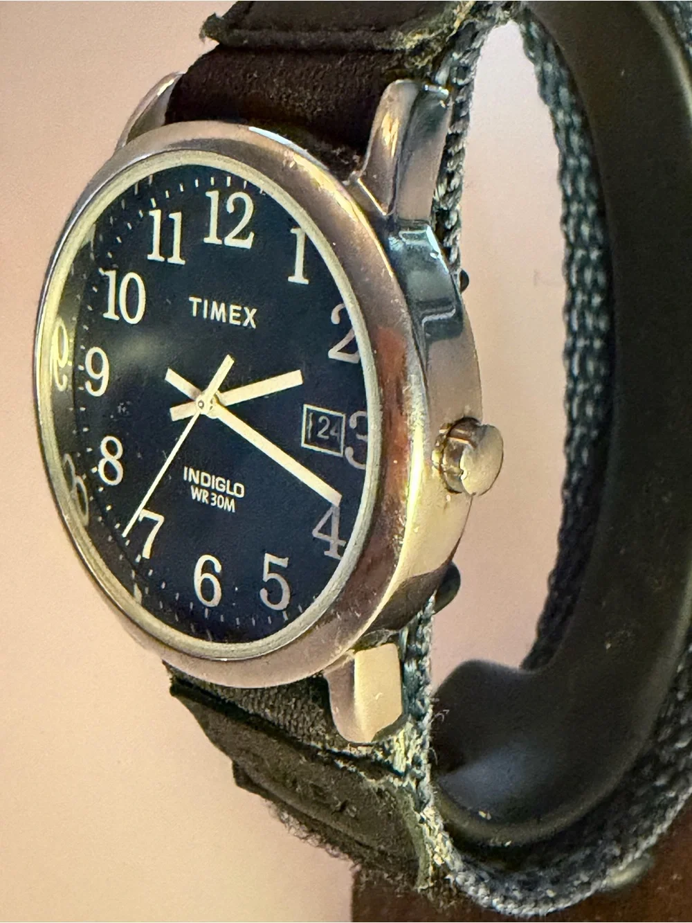 Timex Indiglo Blue Dial Date Watch with Blue NATO Strap - New Battery